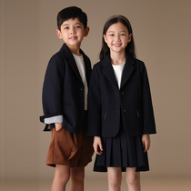 Ha Teeth Childrens Clothing 23 Autumn Winter New Pindu Girl Girl Hide Long Sleeve Parent-child College Windy Collar Small Suit Gown Jacket