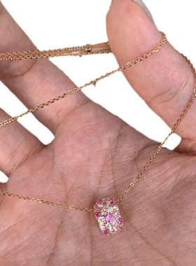 Vintage中古风玫瑰庄园满钻路路通项链别致吊坠气质款高级锁骨链