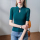ແບບຈີນອ່ອນໆ Cheongsam Collar Button Mesh Top ສໍາລັບແມ່ຍິງ