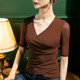 ເສື້ອຍືດຄໍ V-neck ຂອງແມ່ຍິງຕາຫນ່າງສາມສ່ວນສີ່ຄົນອັບເດດ: