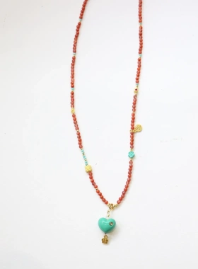 新中式国风项链小众菱镁矿南红项链颈链新年红