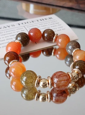 12MM大珠天然水晶手链原创黑晶超盐源玛瑙显白手串轻奢高级感