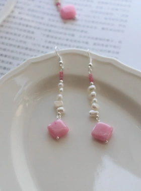 新中式国风项链粉澳宝单珠粉水晶长款国风旗袍项链甜美芭比粉