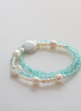 新中式轻奢风天河石串珠项链巴洛克淡水珍珠锁骨链女高级感饰品