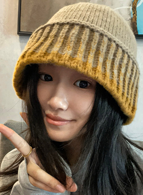 毛线帽子佩昵遮耳显脸小复古秋冬