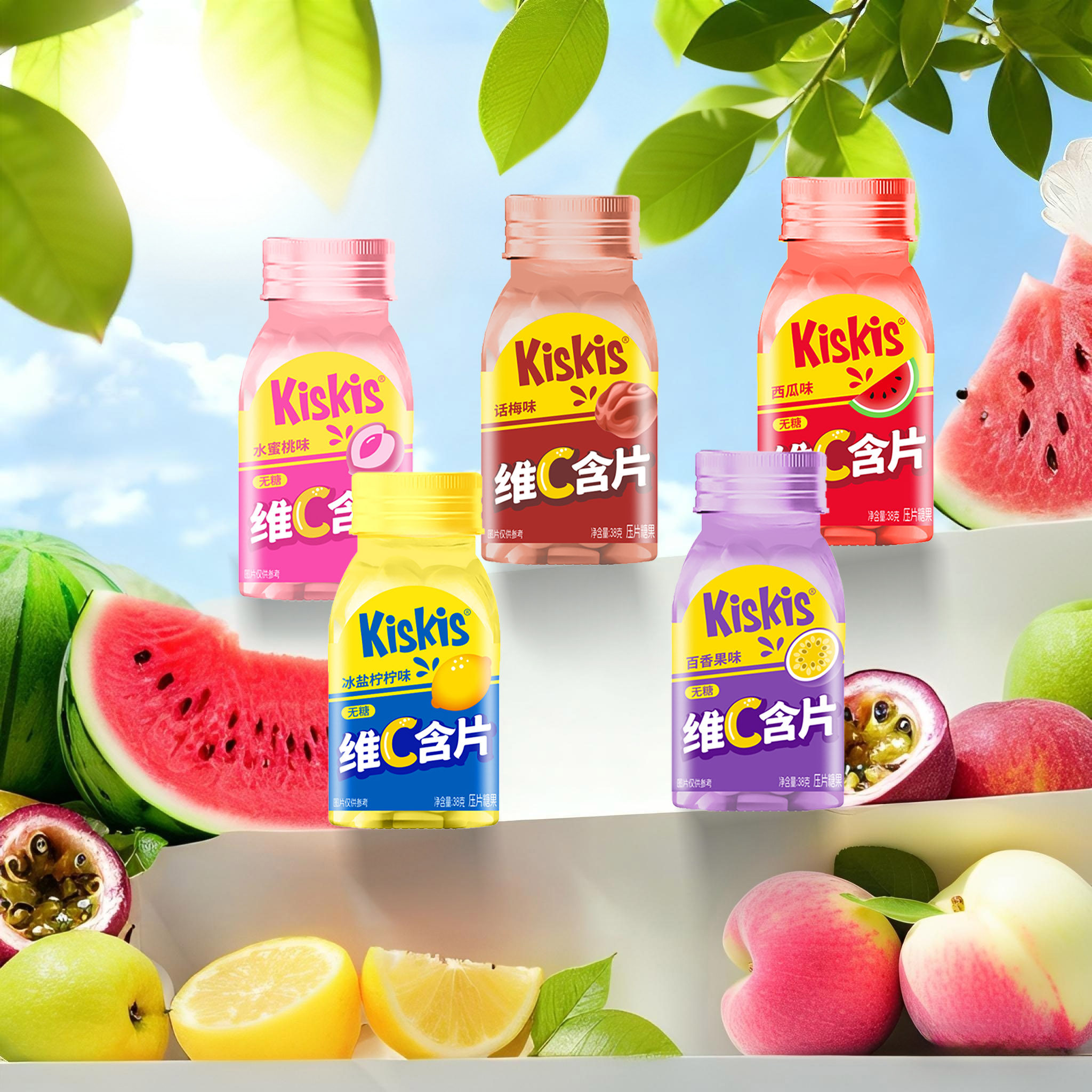 酷滋KisKis38g无糖维C清口含片清凉薄荷糖清新口气糖果瓶装零食,淘宝优惠券,粉丝福利购,淘宝优惠卷