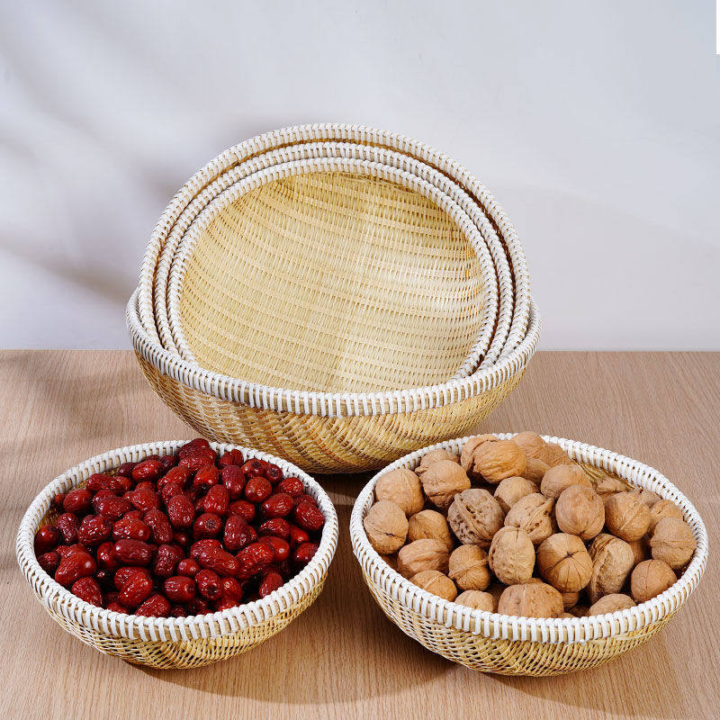 精编竹编制品圆簸箕洗菜竹篮子干果零食收纳小箩筐家用水果馒头筐,淘宝优惠券,粉丝福利购,淘宝优惠卷
