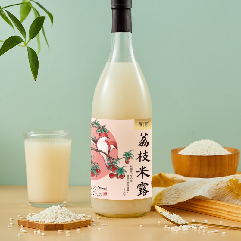 唐寅桃花坞米露0.5度750ml经典荔枝味米酒果酒酿糯米醪糟甜酒低度