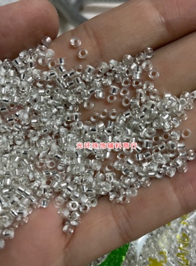 仿进口珠子2*2.5mm均匀银心玻璃米珠电脑银色管珠手工饰品DIY材料