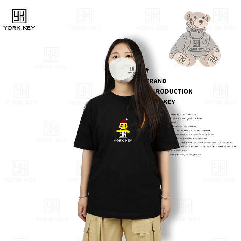 约启酷黑系列棉料宽松潮流百搭t恤 约启T恤