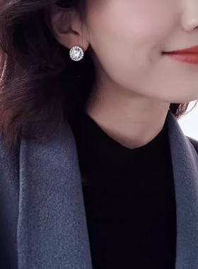 高火彩爆闪无耳洞设计感耳夹带钻女高级感今年流行大耳环新款耳钉