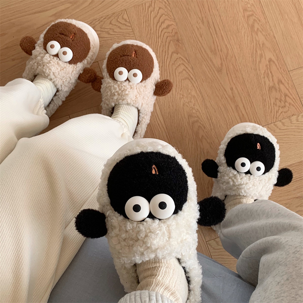 舒适防滑家居卧室软底毛绒月子鞋软萌可爱小羊女士冬季新款棉拖鞋,淘宝优惠券,粉丝福利购,淘宝优惠卷