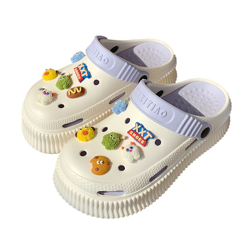 创意可拆卸增高软厚底洞洞鞋女夏季户外防滑踩屎感可爱怪兽凉拖鞋,淘宝优惠券,粉丝福利购,淘宝优惠卷