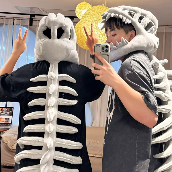 鹿晗同款中华恐龙骨架头套衣服装扮表演服cosplay万圣节服饰装饰 - 图0