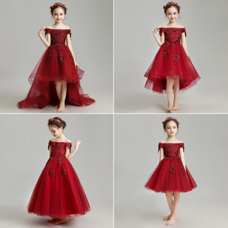 儿童礼服公主裙花童婚纱女童钢琴演出服走秀主持人晚礼服拖尾女孩,淘宝优惠券,粉丝福利购,淘宝优惠卷