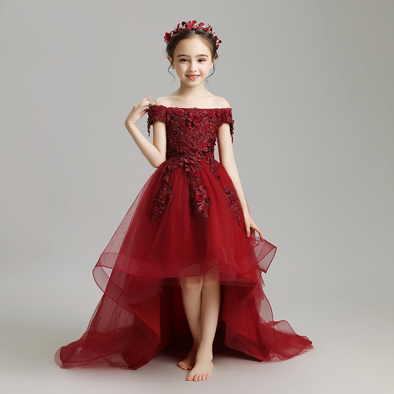 儿童礼服公主裙花童婚纱女童钢琴演出服走秀主持人晚礼服拖尾女孩,淘宝优惠券,粉丝福利购,淘宝优惠卷