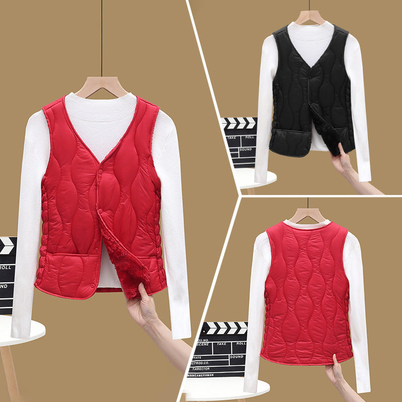 【官网热销】新款女装棉服背心2024秋冬加绒中老年女式马甲高中女