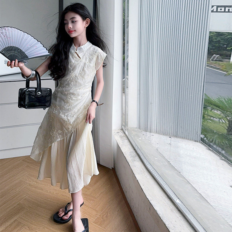 女童新中式国风刺绣连衣裙2025夏季儿童设计感气质改良旗袍裙套装,淘宝优惠券,粉丝福利购,淘宝优惠卷