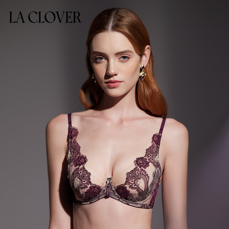 【女神杯】LACLOVER自由女神系列性感立体刺绣薄杯文胸LC13JL1 - 图0