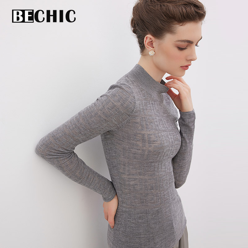 BeChic晴享小高领长袖打底衫大红色BC72BQ1 - 图2