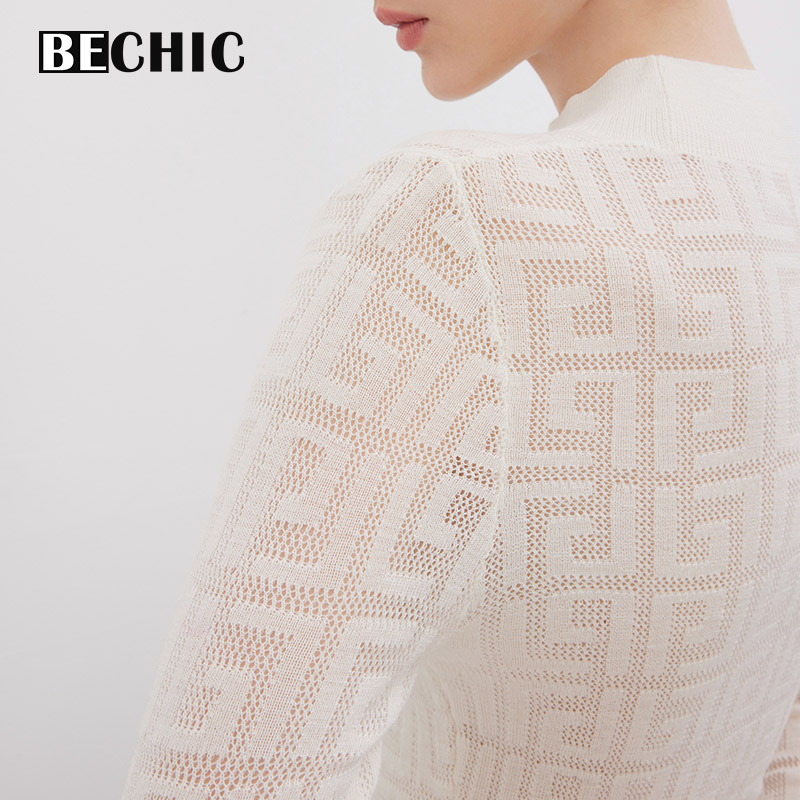 BeChic晴享小高领长袖打底衫大红色BC72BQ1 - 图1