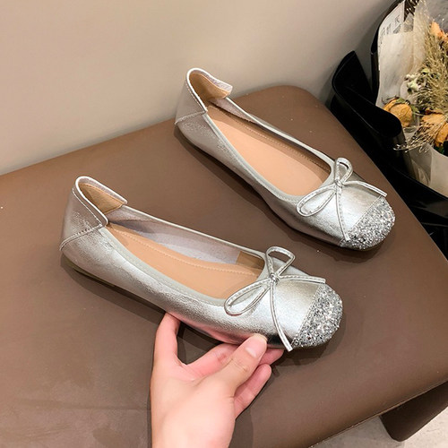 平底法式芭蕾鞋单鞋女2026夏季新款软底一脚蹬懒人鞋蛋卷鞋妈妈鞋 - 图2