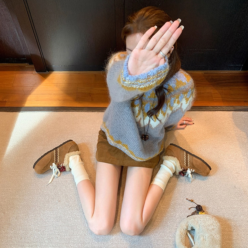 复古内增高毛毛鞋勃肯鞋女2025秋冬季新款加绒保暖系带德训鞋棉鞋 - 图2