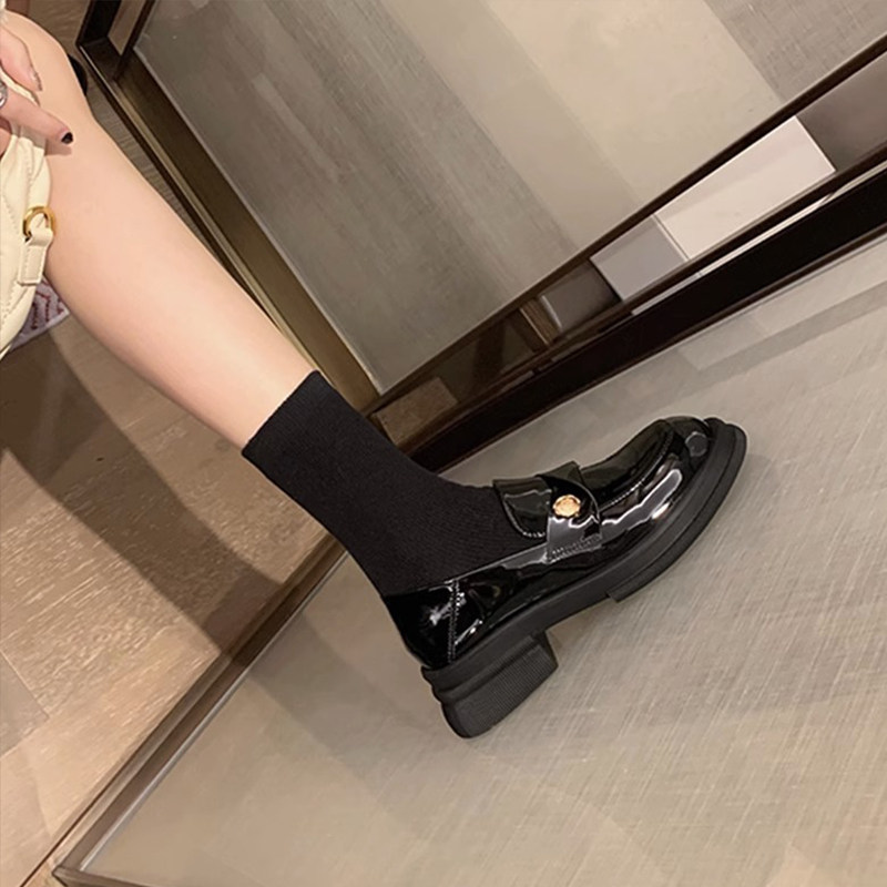 小金币厚底乐福鞋女2025新款秋季单鞋复古一脚蹬英伦风黑色小皮鞋,淘宝优惠券,粉丝福利购,淘宝优惠卷