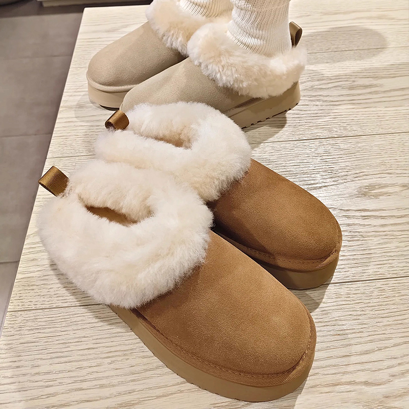 厚底增高雪地靴女2025新款冬季加绒加厚保暖棉鞋休闲一脚蹬毛毛鞋 - 图1