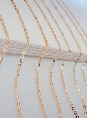 韩国14K纯金项链 K金裸链 黄金锁骨链 闪O字链 洗澡不用摘 不褪色