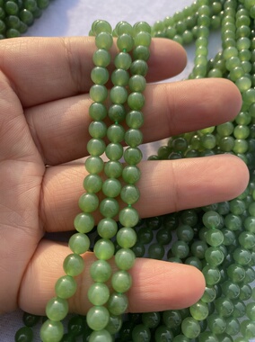 天然和田玉碧玉卡6无黑点108颗项链DIY饰品毛衣链项链挂吊坠手链