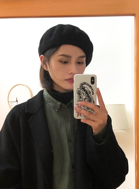 羊毛贝雷帽女英伦复古秋冬