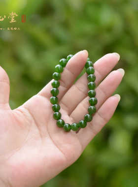通戴精品阳绿碧玉手串俄料女款