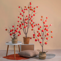 Tomatoes Ruyi Imitation Persimmon Tree Living Room Floor Room Large Potted Plants Over The New Year Red Red Fire Decoration Pendulum Pieces