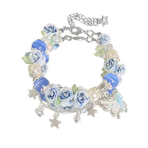 YQ.STUDIO【繁花柏林蓝】蓝色花海原创手链自制超仙显白少女首饰 - 图3