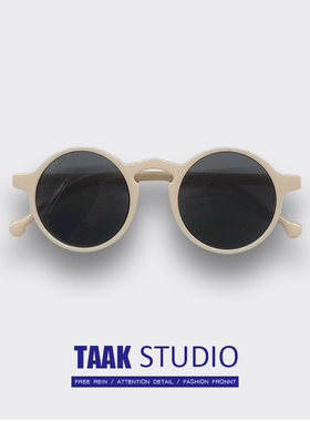 ins新款复古豹纹圆框墨镜网红凹造型个性韩版眼镜茶色太阳镜潮男