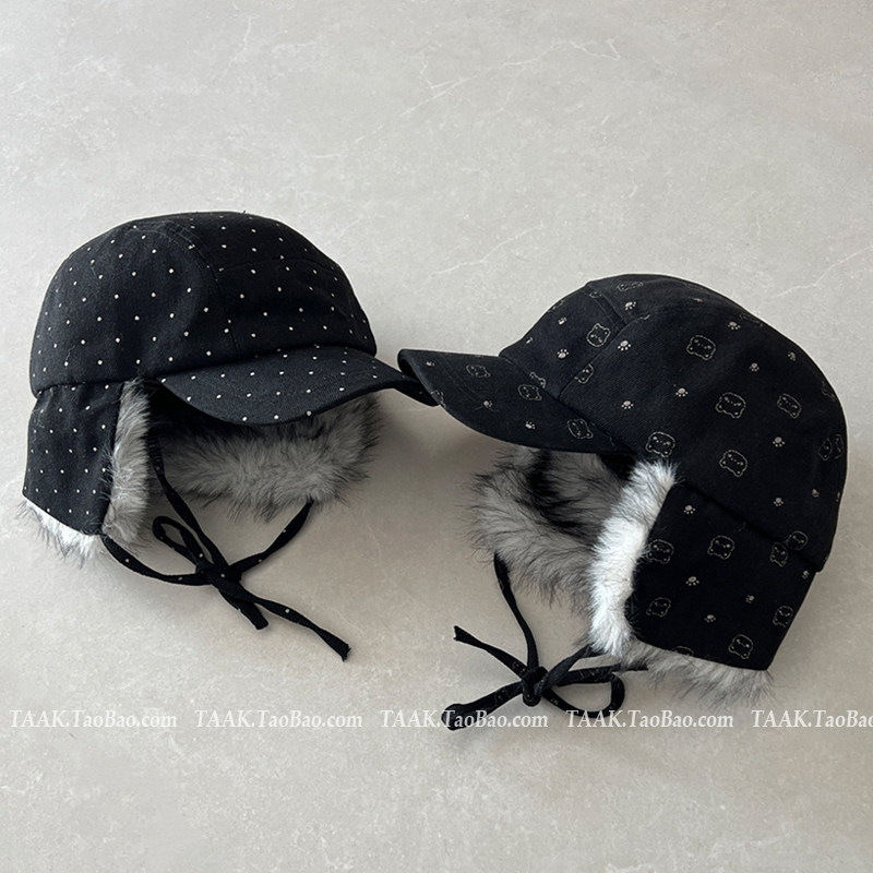 TAAK韩国可爱小熊波点雷锋帽子女秋冬天日系保暖护耳滑雪帽飞行帽,淘宝优惠券,粉丝福利购,淘宝优惠卷
