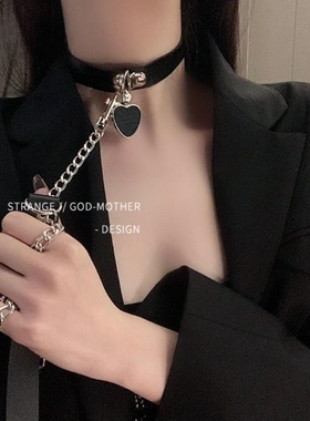 黑色爱心脖圈项圈狗链项链女