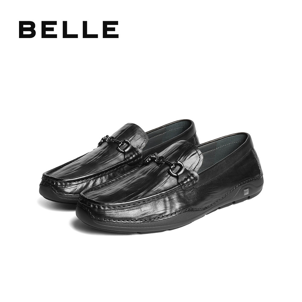 百丽男士一脚蹬休闲商务豆豆乐福鞋男春季季新款牛皮软底8TX01CM5,淘宝优惠券,粉丝福利购,淘宝优惠卷