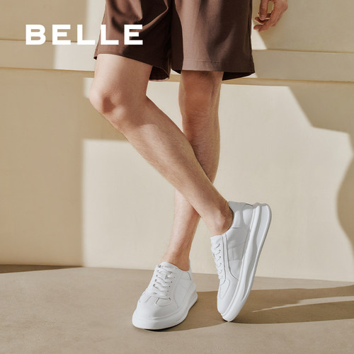 周柯宇张凌赫同款百丽云迹男士休闲运动板鞋增高厚底小白鞋子加绒 - 图3