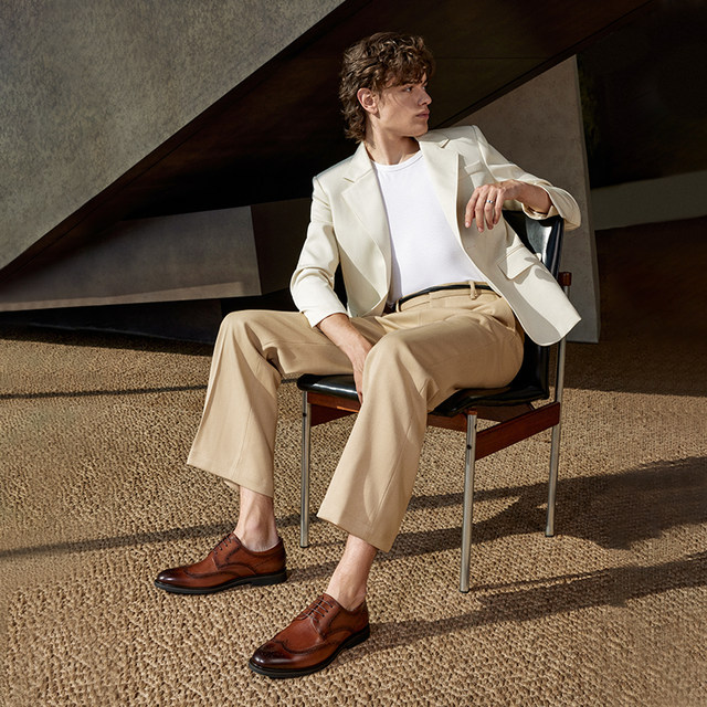 Belle Men's Business Leather Shoes Brogue Wedding Shoes