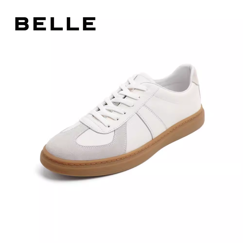 百丽男士复古秋季轻便休闲鞋运动经典阿甘小白德训板鞋子52022CM0 - 图0