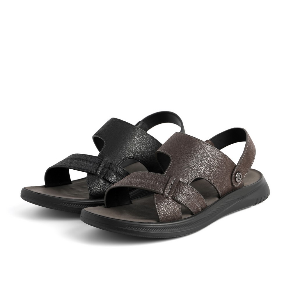 百丽夏季新款商场同款牛皮革男鞋 百丽集团男鞋沙滩鞋