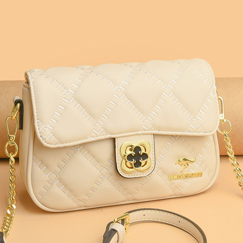 袋鼠真皮菱格链条包斜挎包小方包2025新款包包小包女包软牛皮锁扣,淘宝优惠券,粉丝福利购,淘宝优惠卷