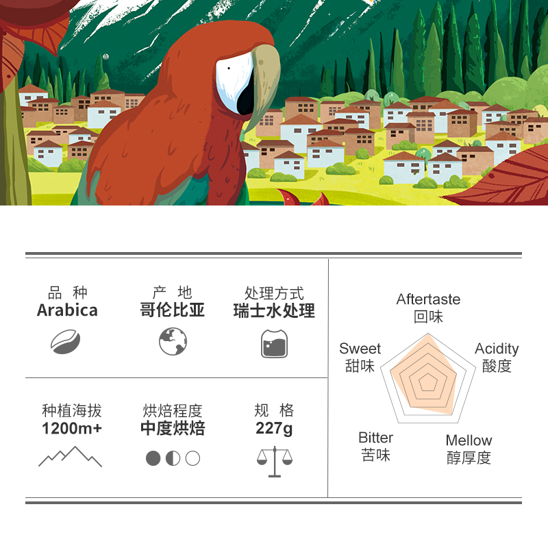 CafeTown咖啡小镇低因咖啡豆哥伦比亚无因咖可现磨纯黑咖啡粉227g - 图2