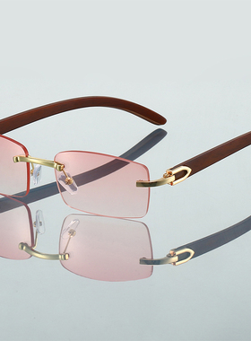 时尚复古风方形无框太阳眼镜男女