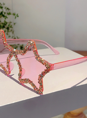 时尚个性无框镶钻五角星太阳眼镜