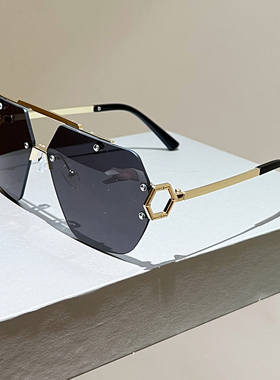 欧美时尚新款双梁无框太阳镜百搭