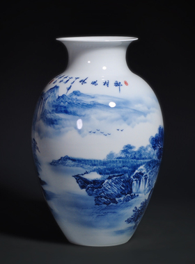 名家手绘青花瓷山水景德镇陶瓷器