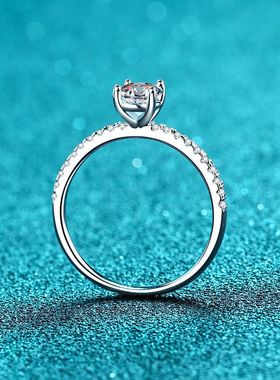 s925银镀18K金女鸽子蛋求婚时尚钻戒异形莫桑石戒指镀PT950铂金